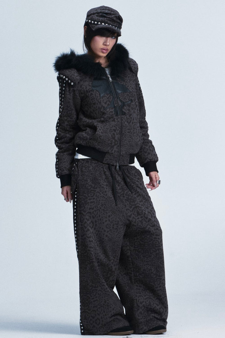 Studded Leopard Sweatpants