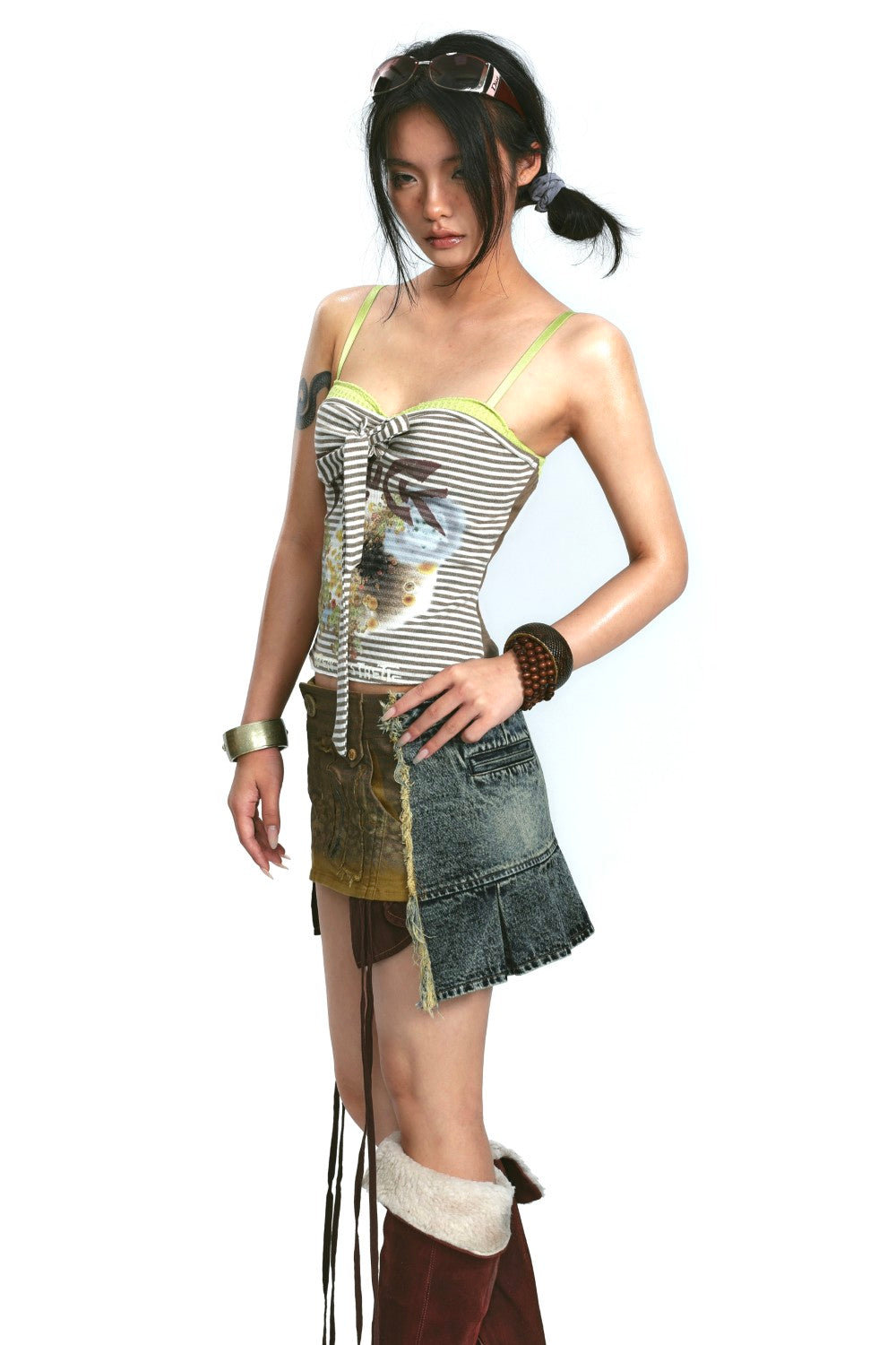 Layered Denim Skirt