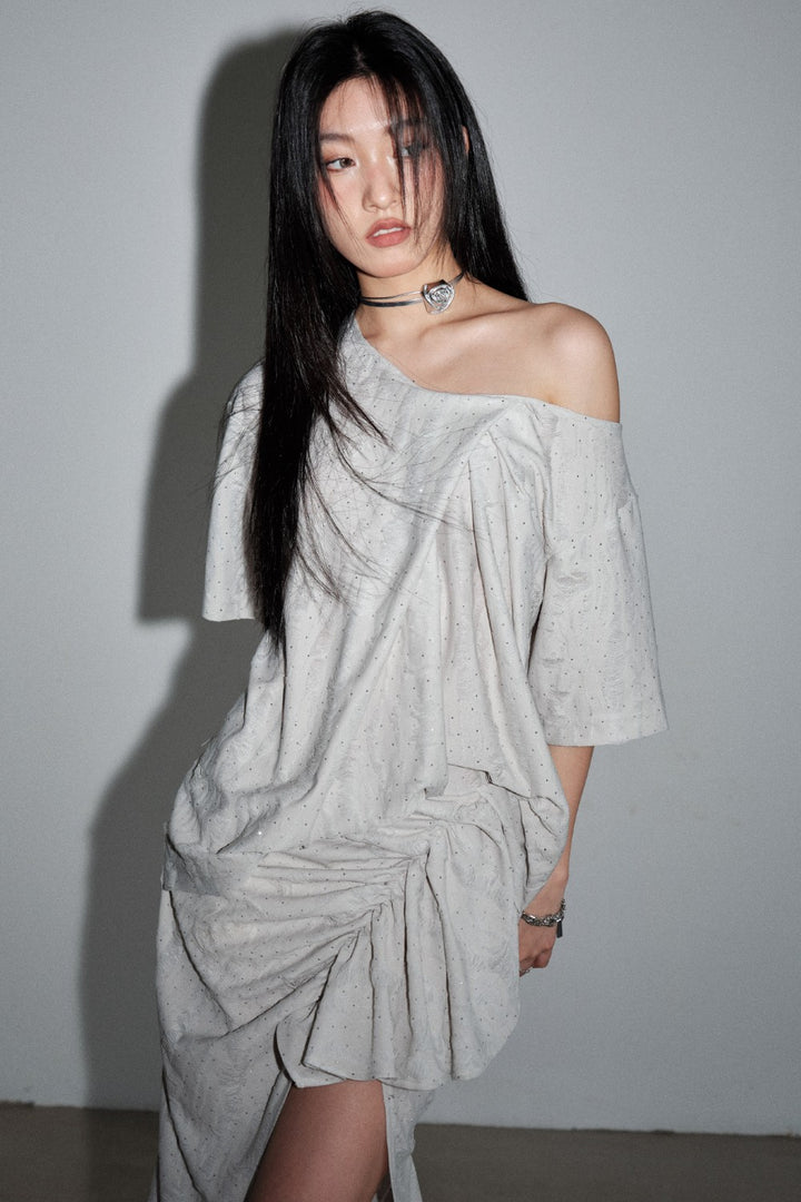 Off-Shoulder Ruched Dress Set