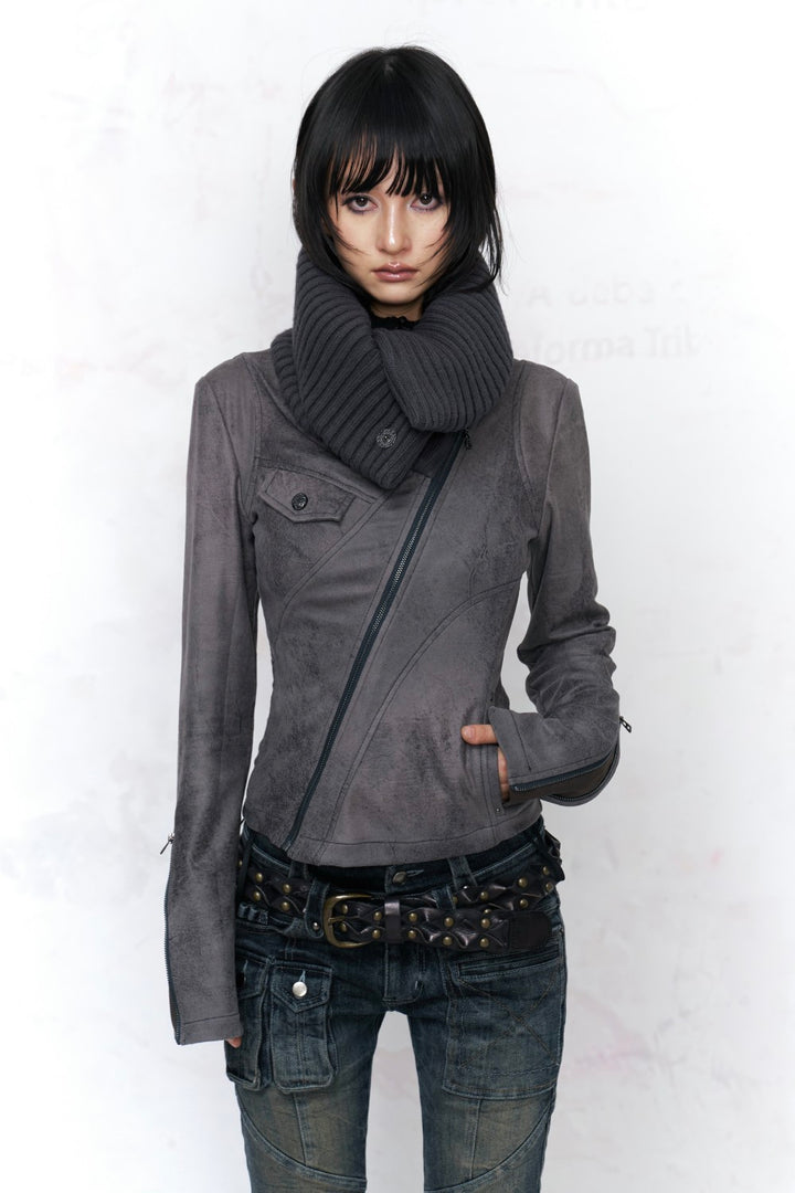 Suede Knit Collar Jacket