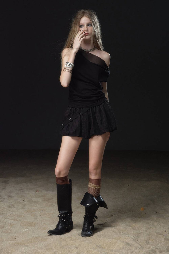 Balloon Pleated Grommet Skirt