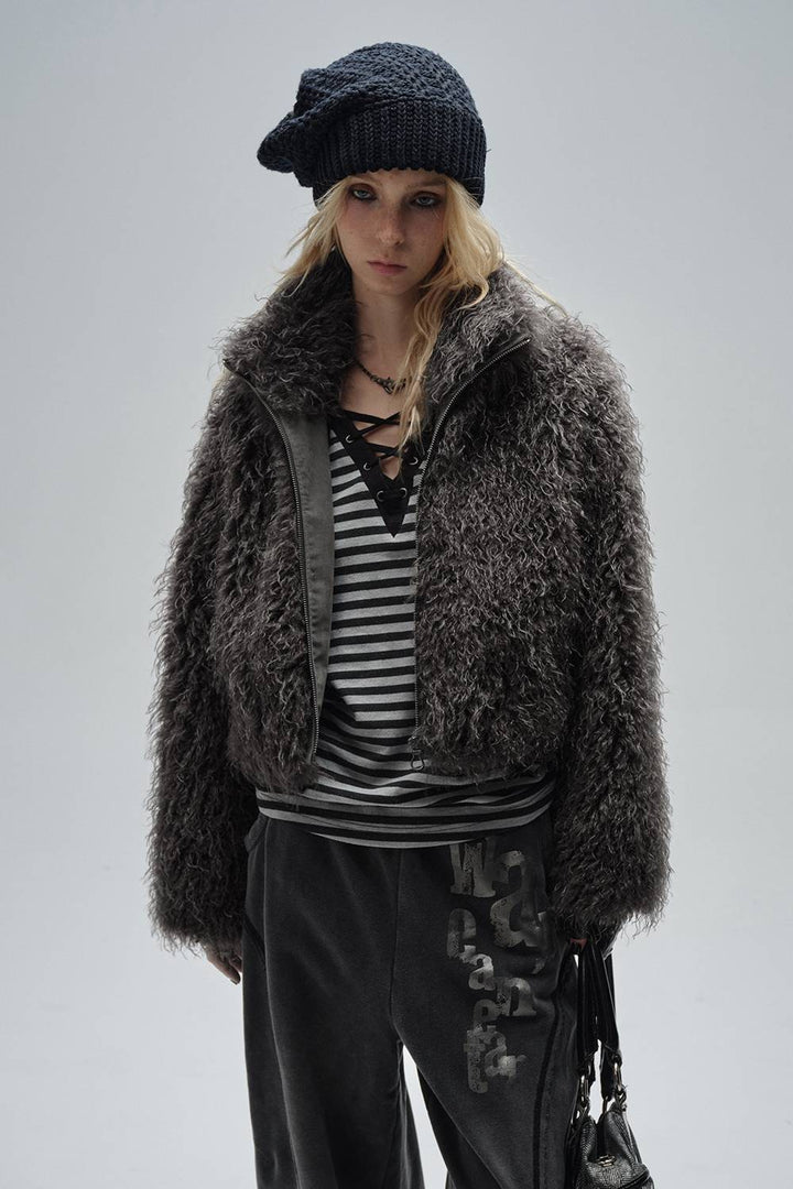 Cropped Faux Fur Jacket