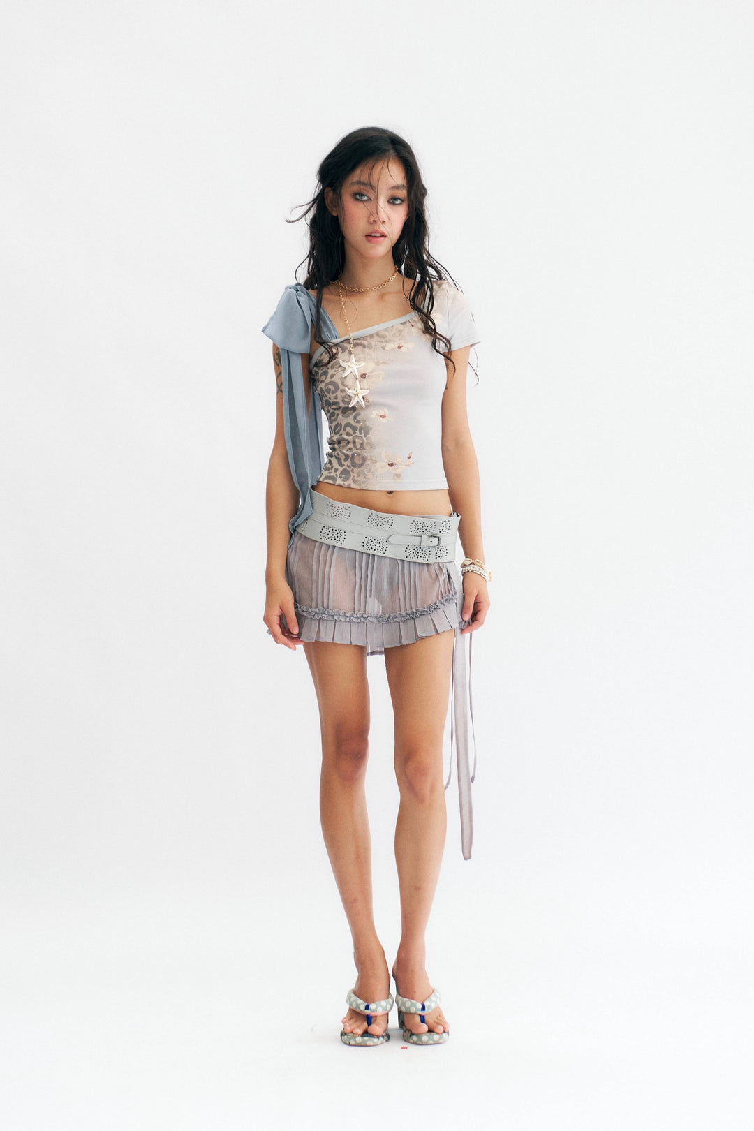 Sheer Wavy Mini Skirt