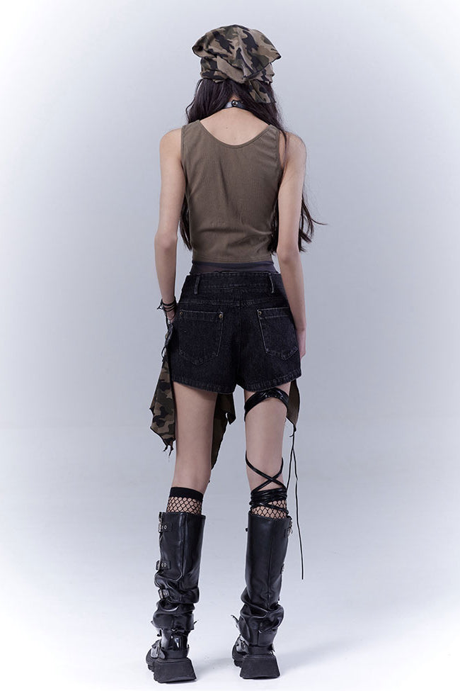 Asymmetric Olive Cross Top