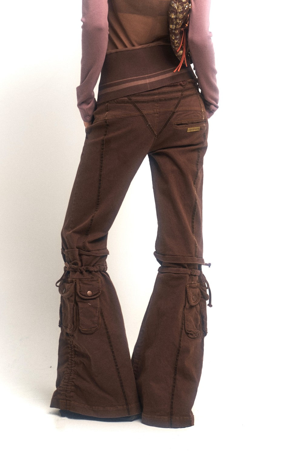 Distressed Cargo Flare Pants