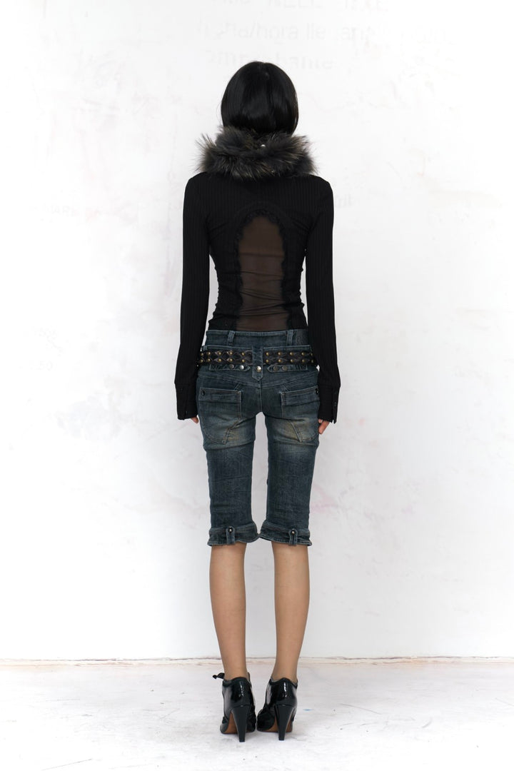 Lace Panel Button-Up Shirt