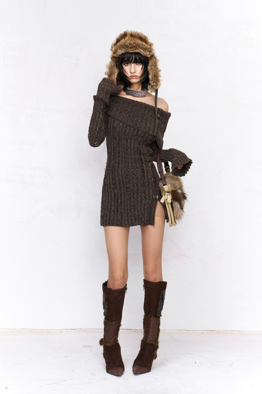 Vintage Ribbed Bardot Sweater