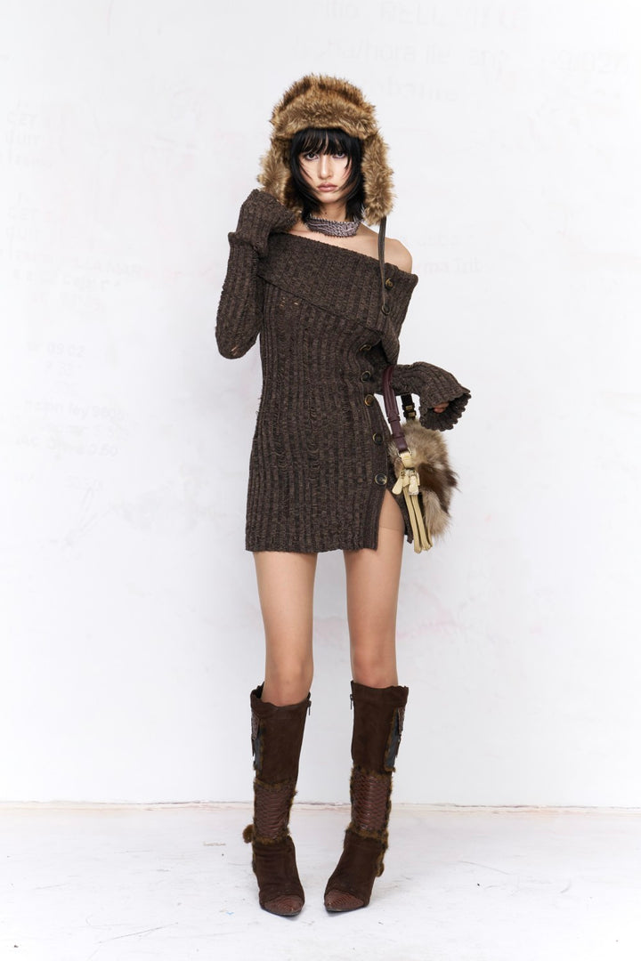 Vintage Ribbed Bardot Sweater
