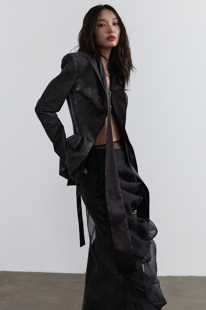 Charcoal Leather Blazer