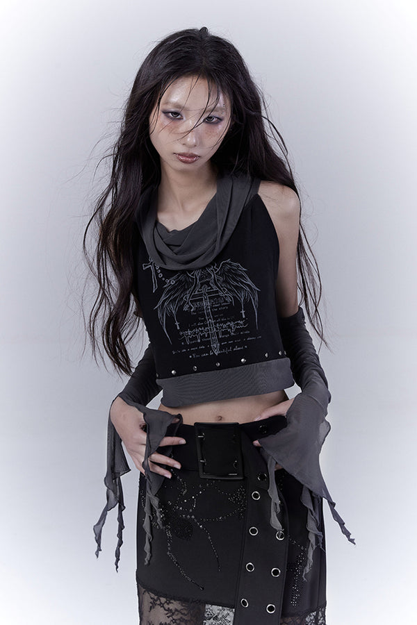 Angel Graphic Sleeve Top