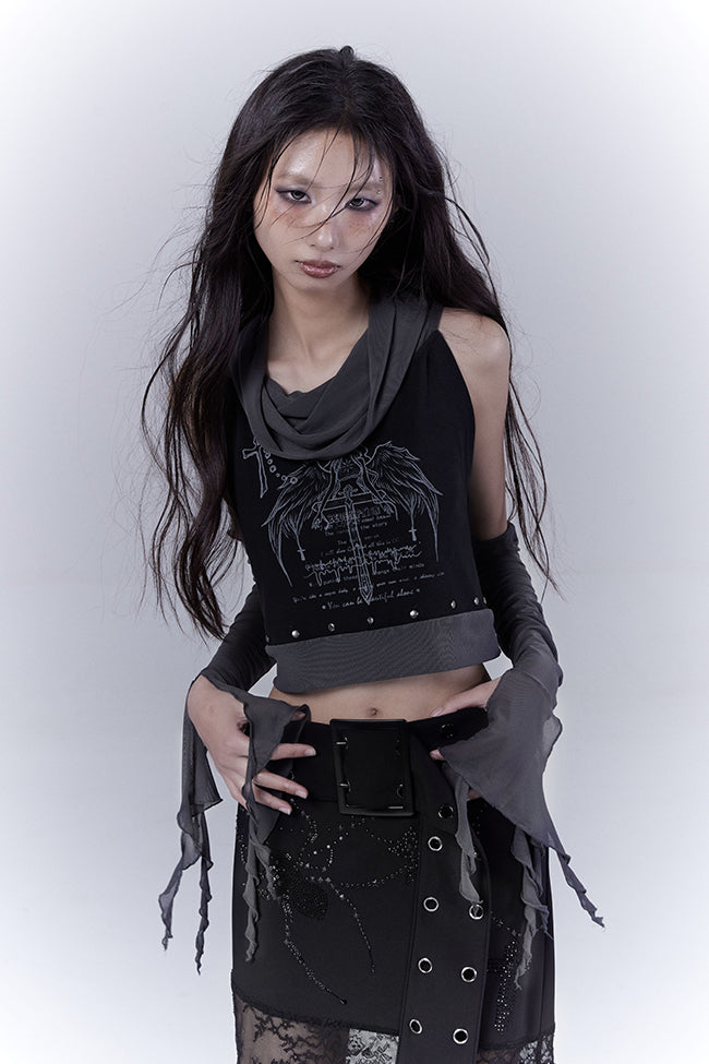 Angel Graphic Sleeve Top
