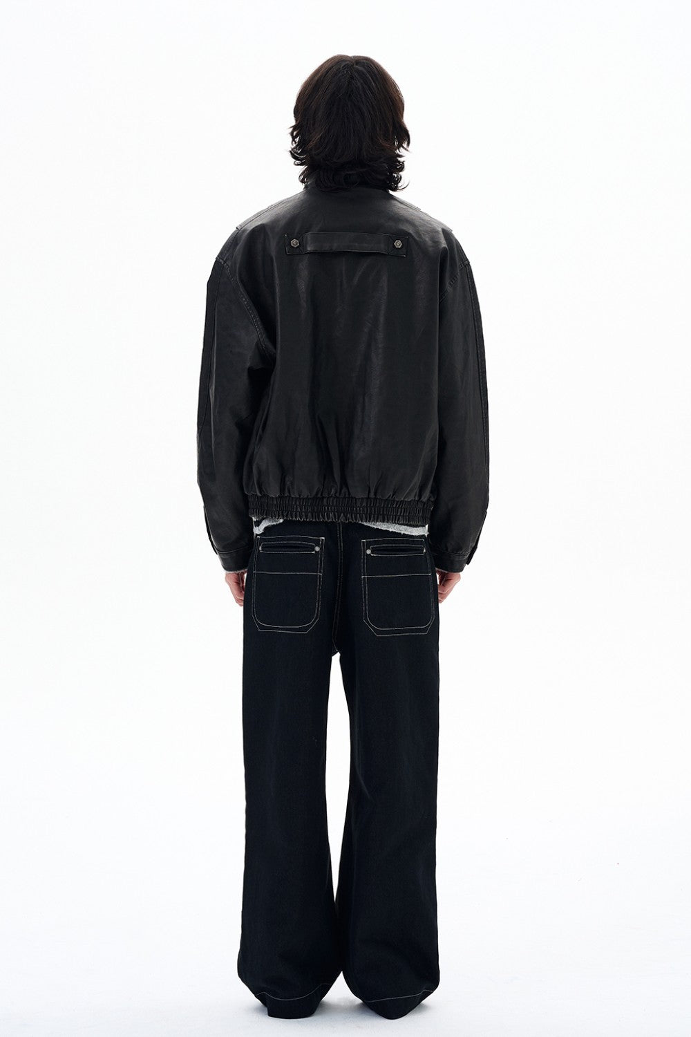 Leather Buckle Collar Jacket