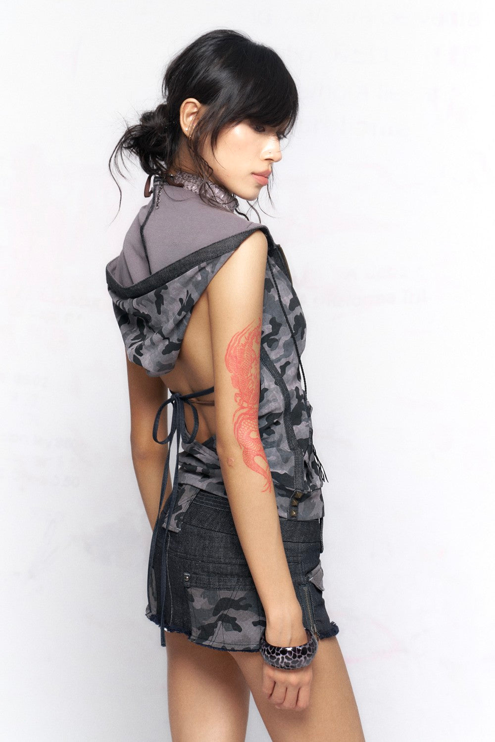 Camo Backless Hooded Vest
