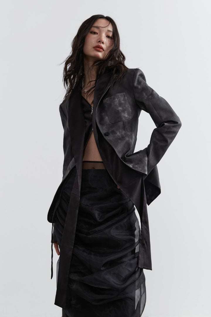Charcoal Leather Blazer