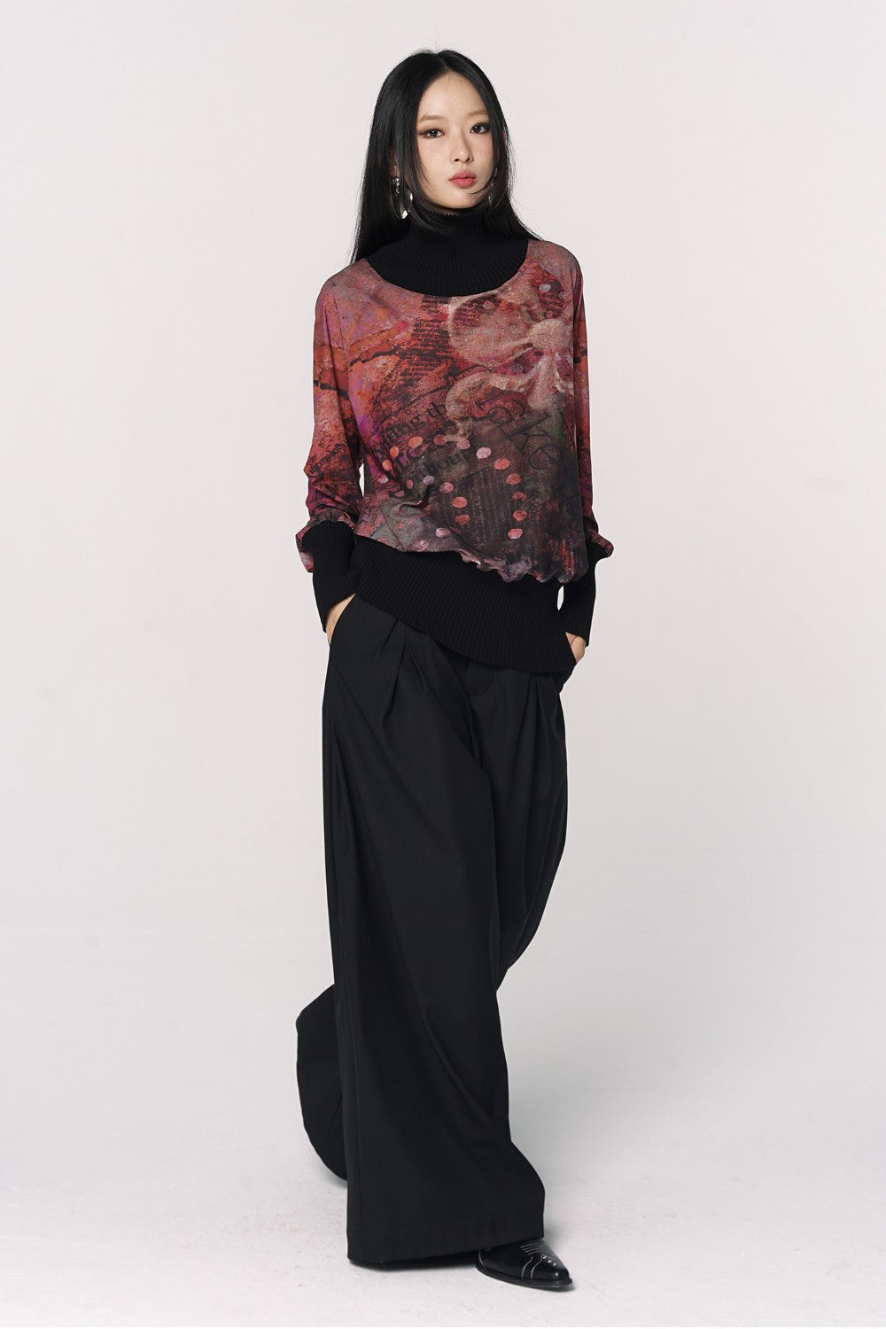 Cherry Lakeview Turtleneck Top