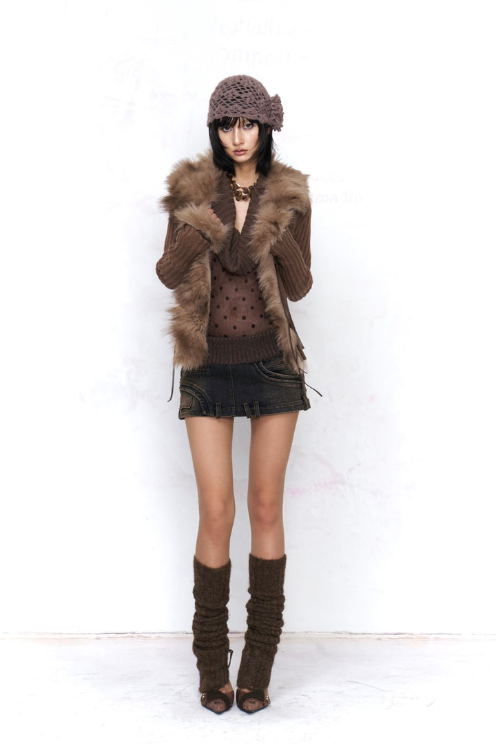 Kira Knit-Denim Mini Skirt