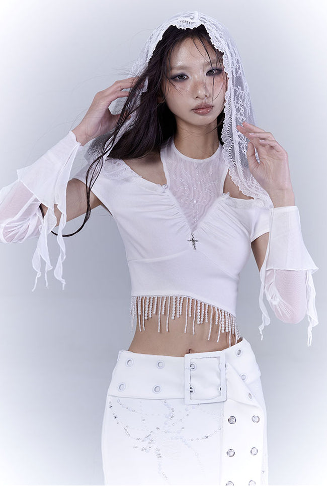 Pearl Lace Hooded Top