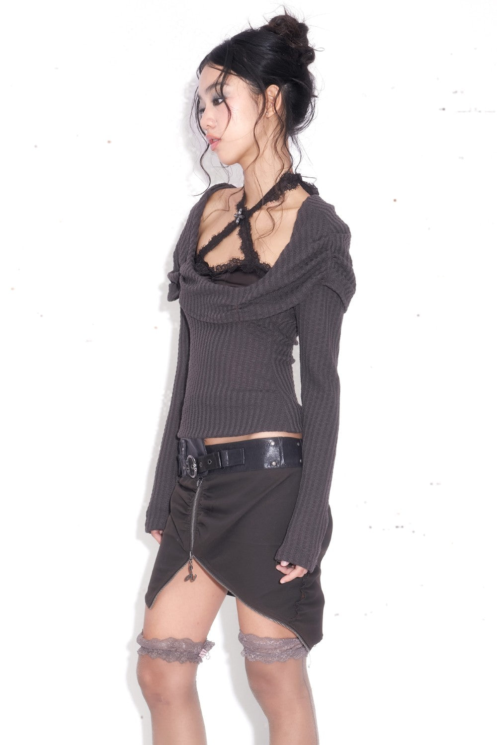 Alina Ruched Zip Skirt