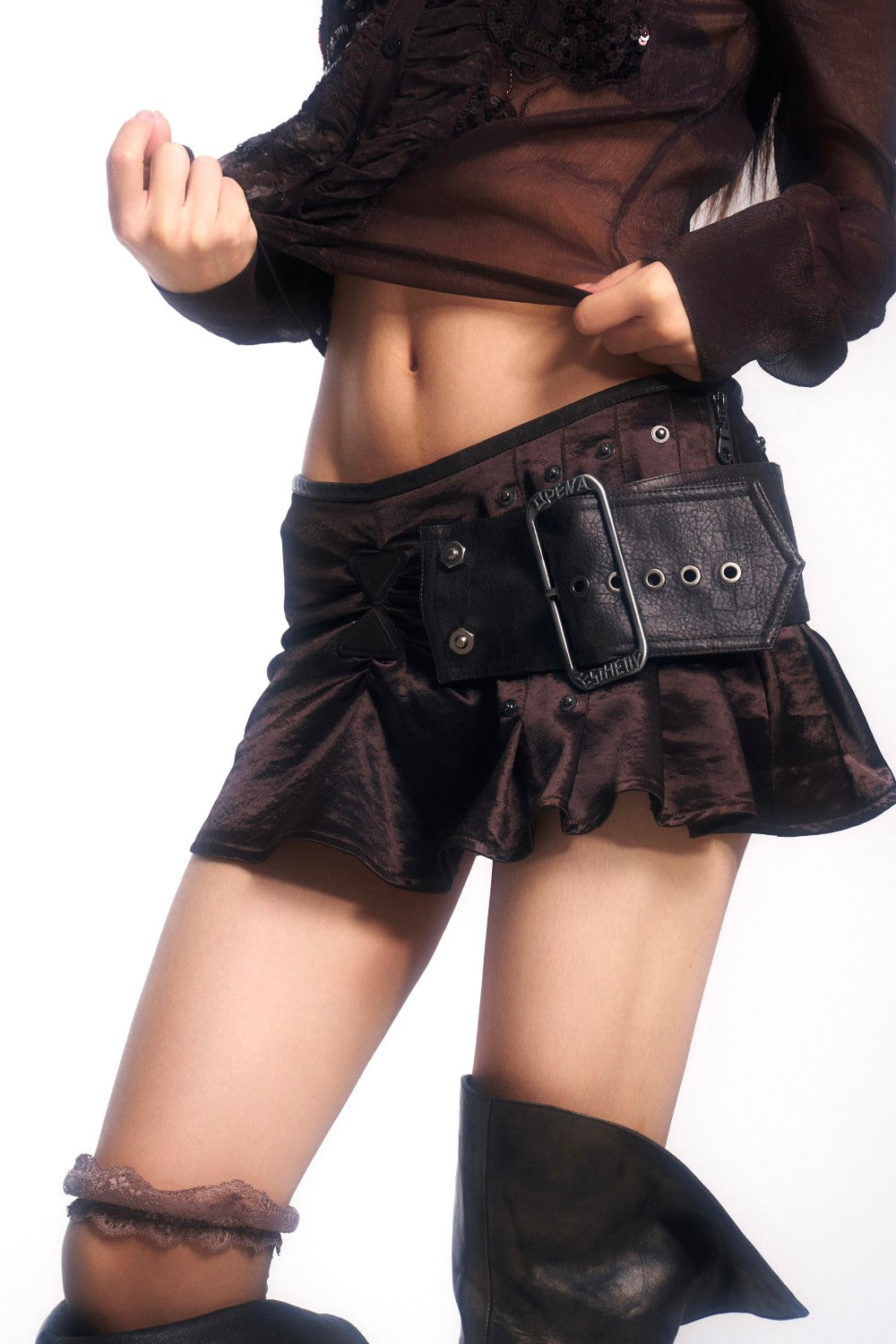 Lilith Belted Ruffle Skirt
