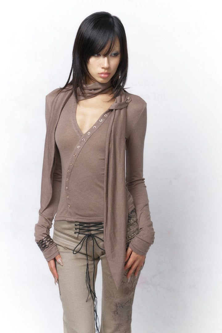 Gia Scarf V-Neck Shirt