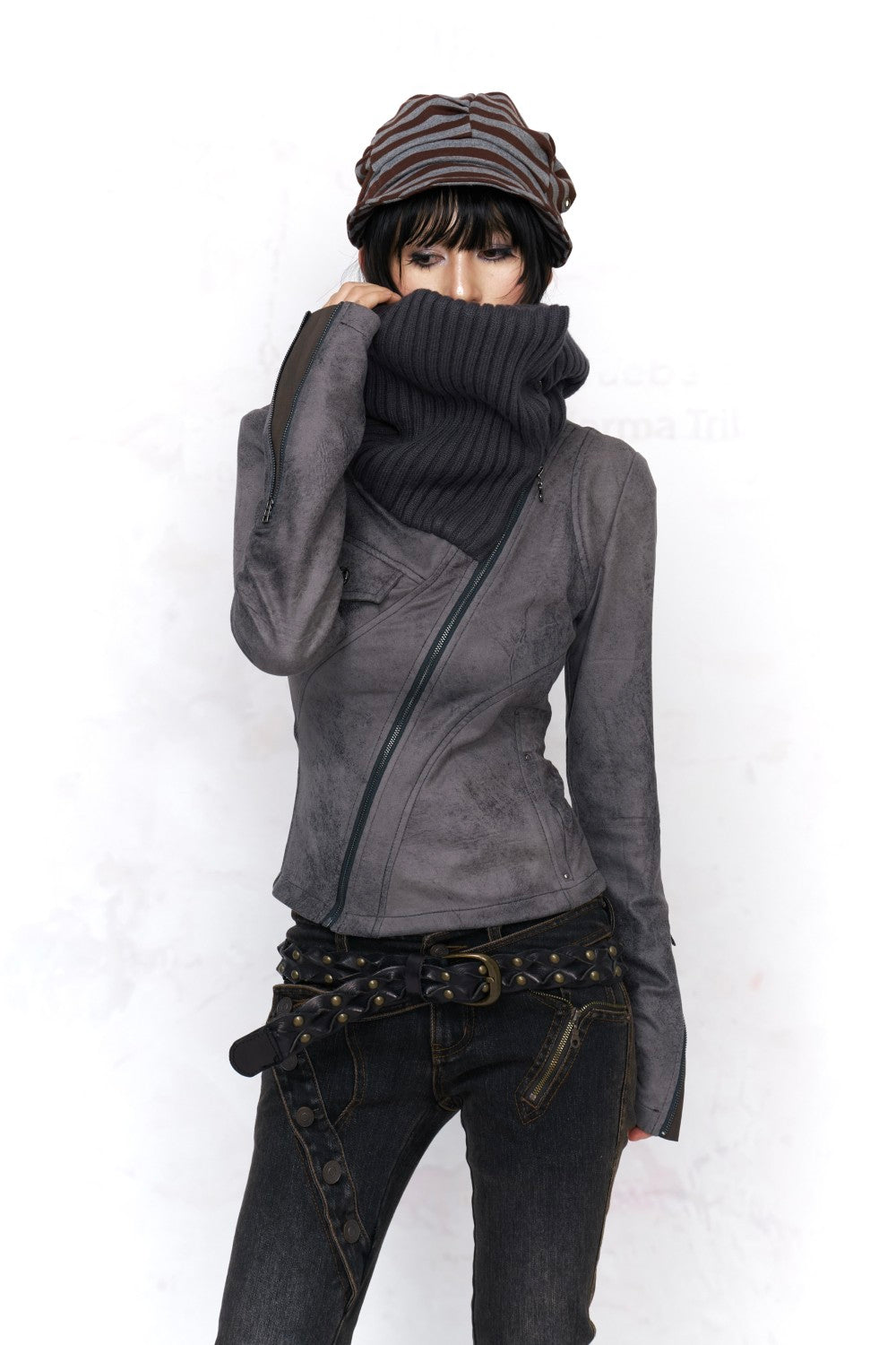 Suede Knit Collar Jacket