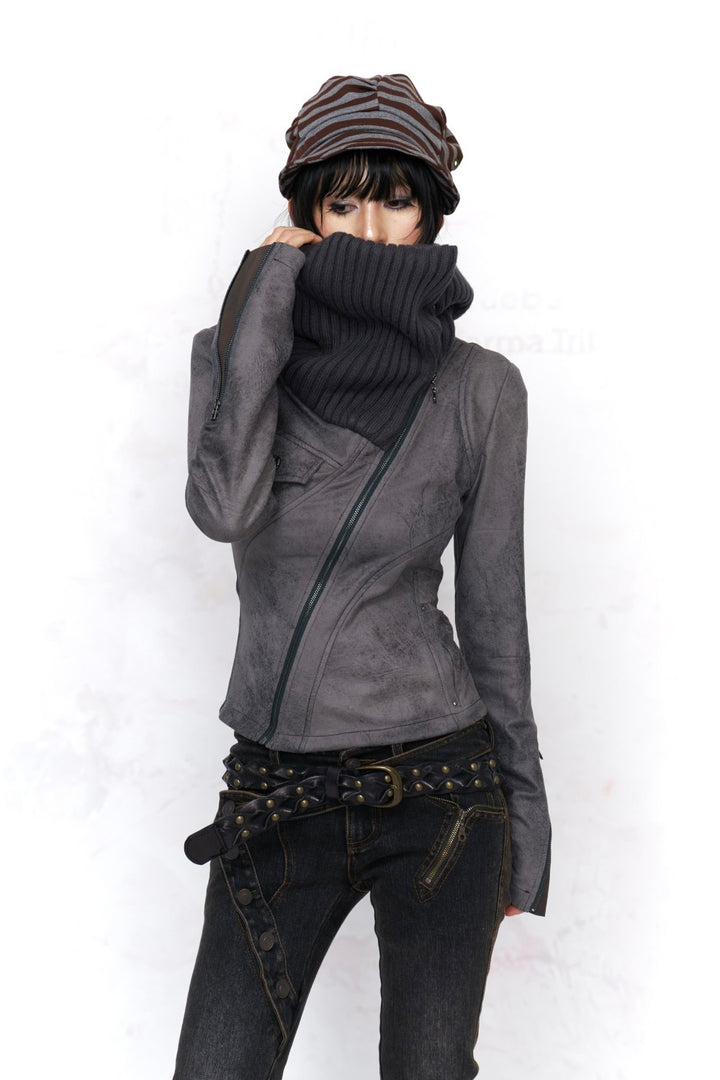 Suede Knit Collar Jacket