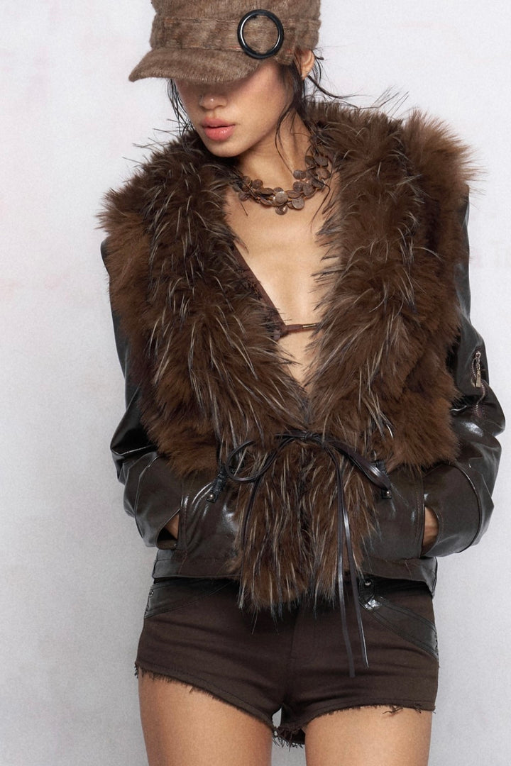 Convertible Fur Leather Jacket