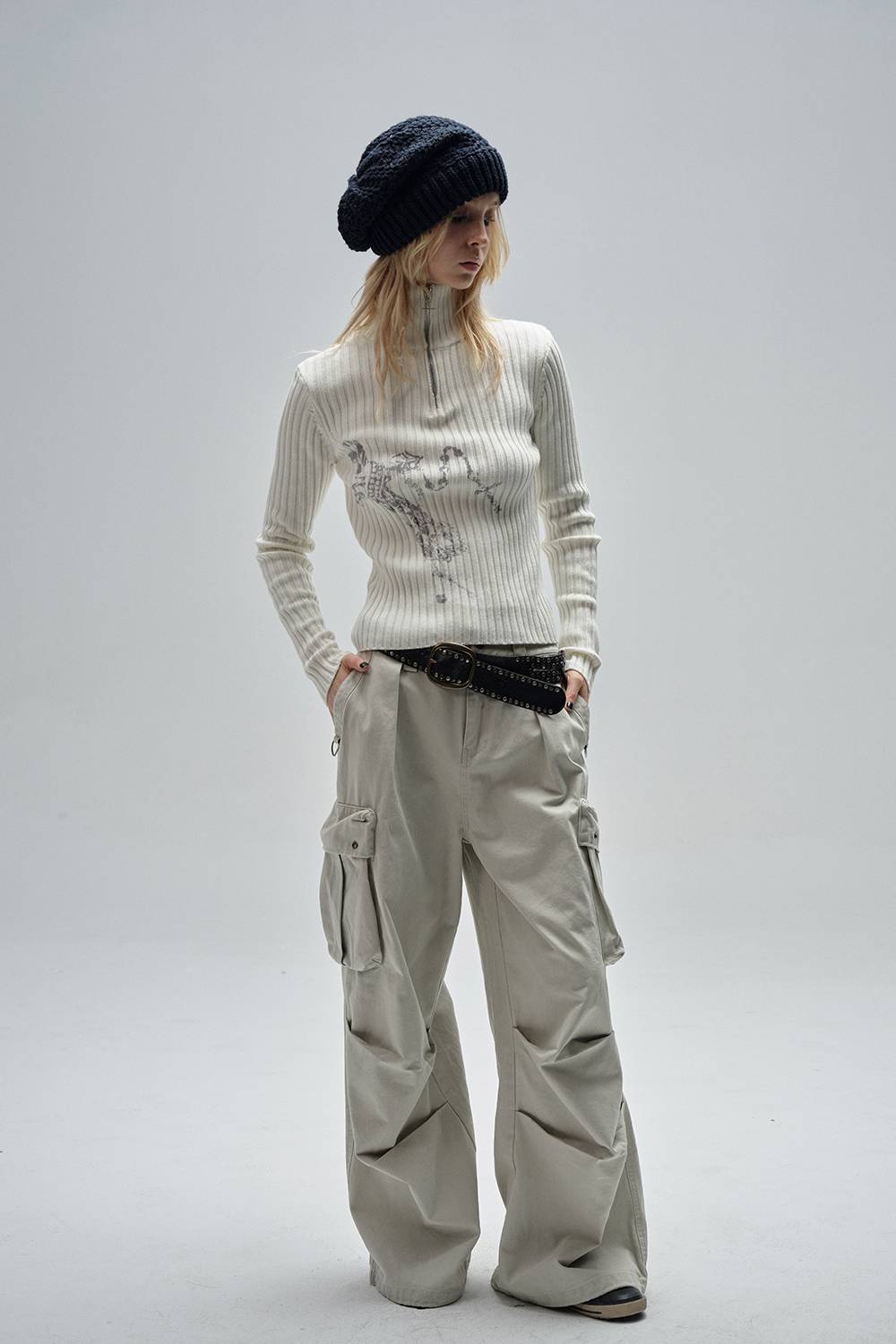 High Neck Zip Sweater