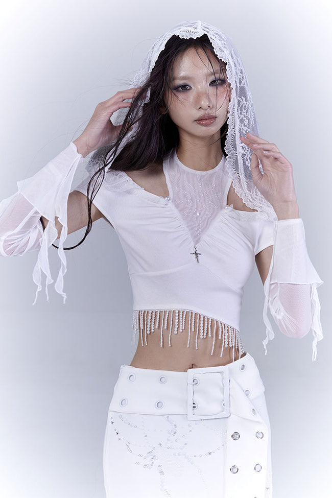 Sheer Ruffle Arm Sleeves