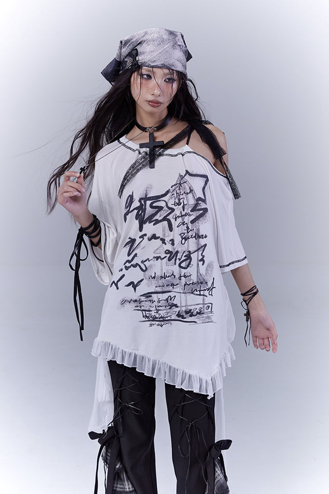 Oversized Ribbon Ruffle Shirt