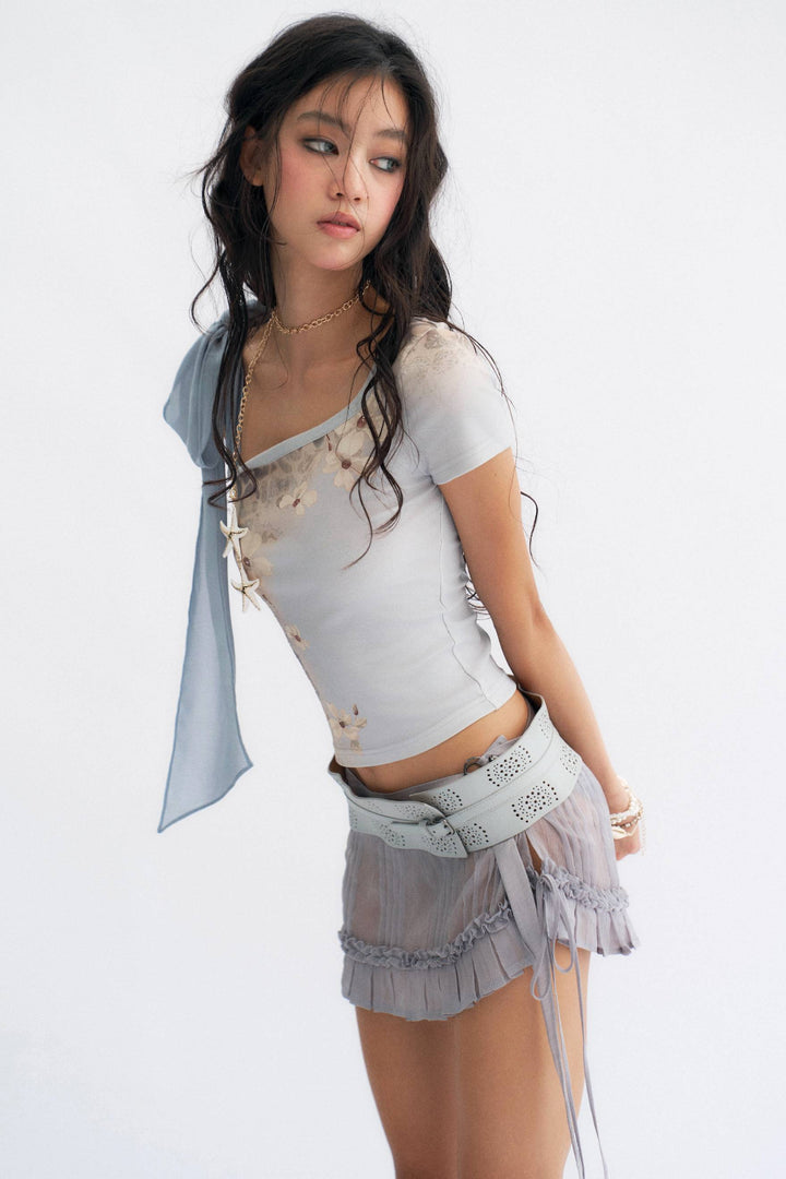 Sheer Wavy Mini Skirt