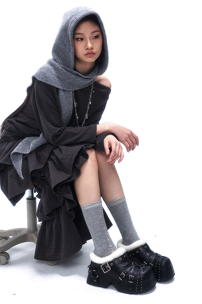 Shearling Buckle Mules