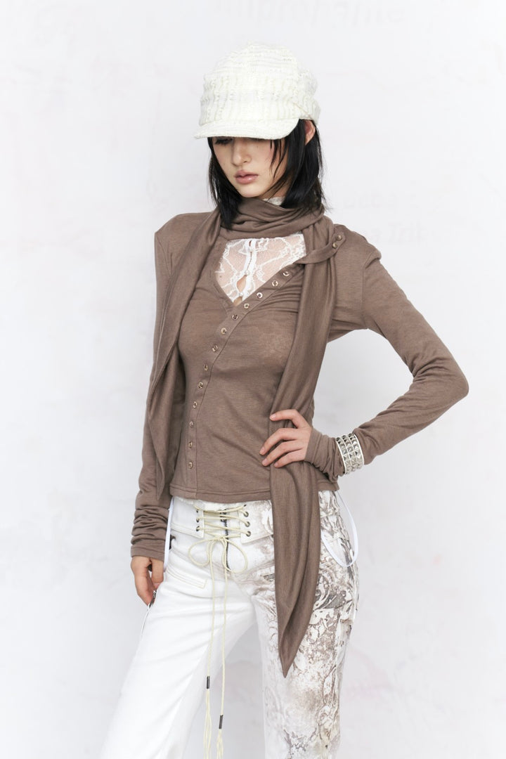 Gia Scarf V-Neck Shirt