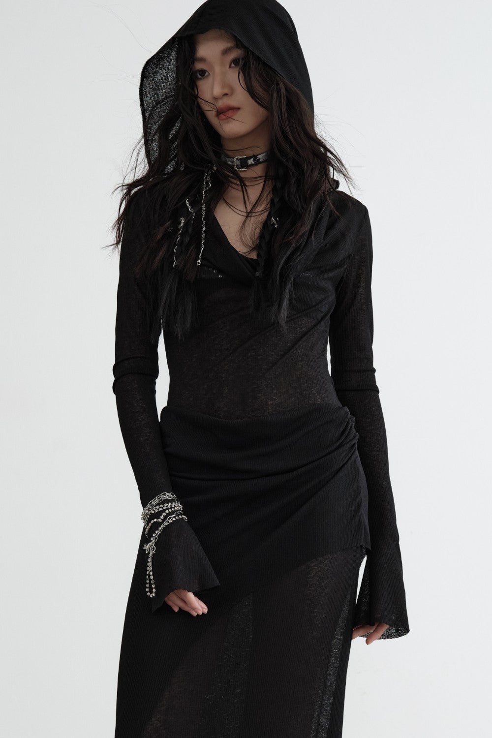 Hooded Knit Maxi Dress