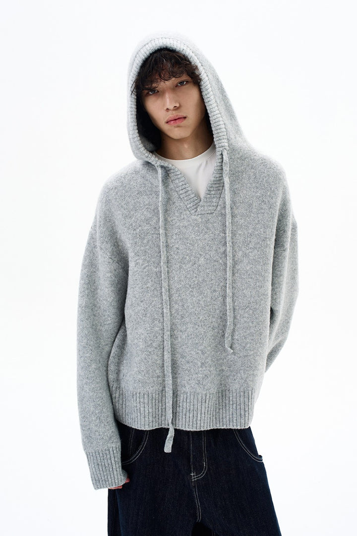 Fall Wool Knit Hoodie