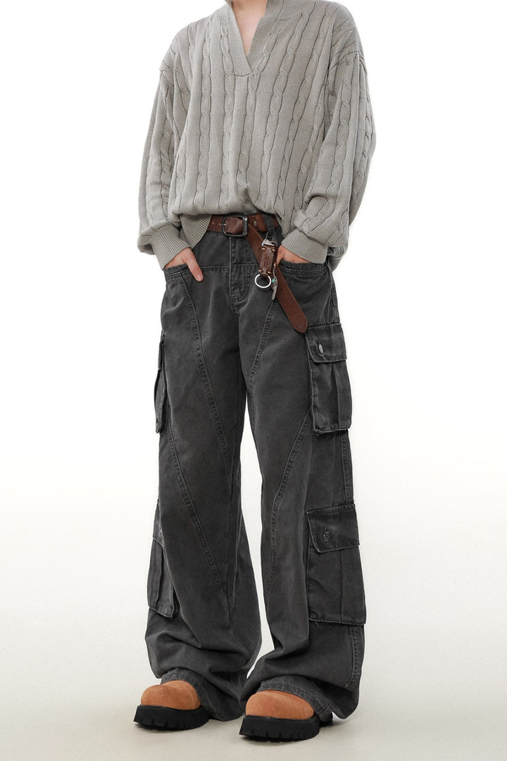 Wide-Leg Utility Cargo Pants