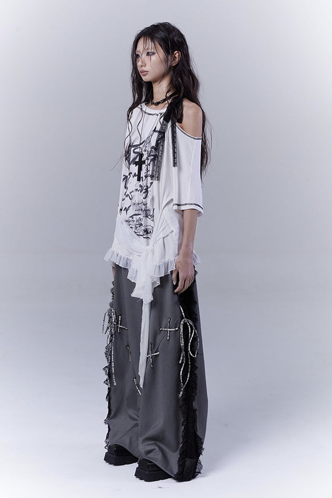 Oversized Ribbon Ruffle Shirt