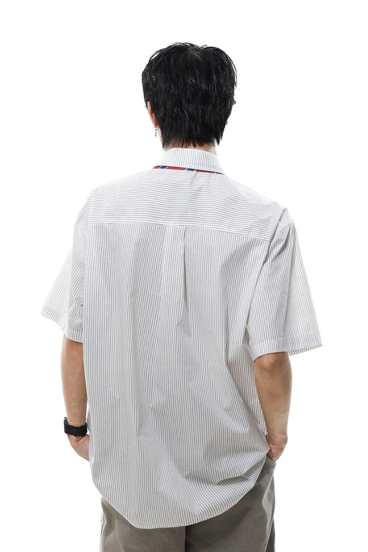 Pinstripe Buttoned Tie Shirt