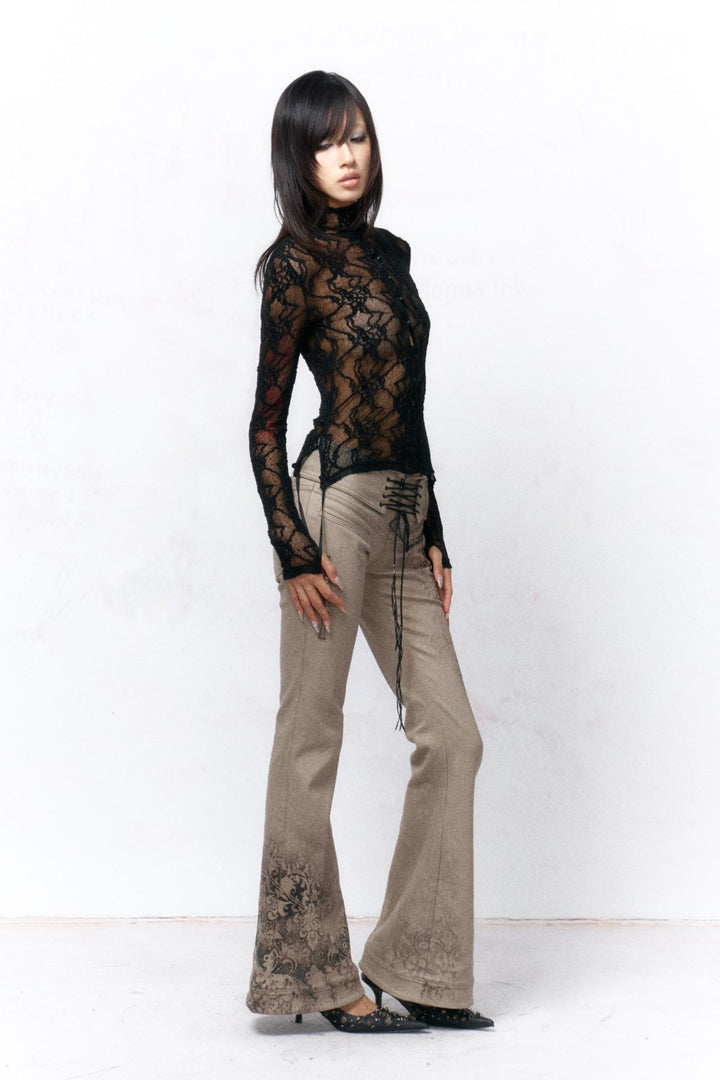 Black Lace Turtleneck Top
