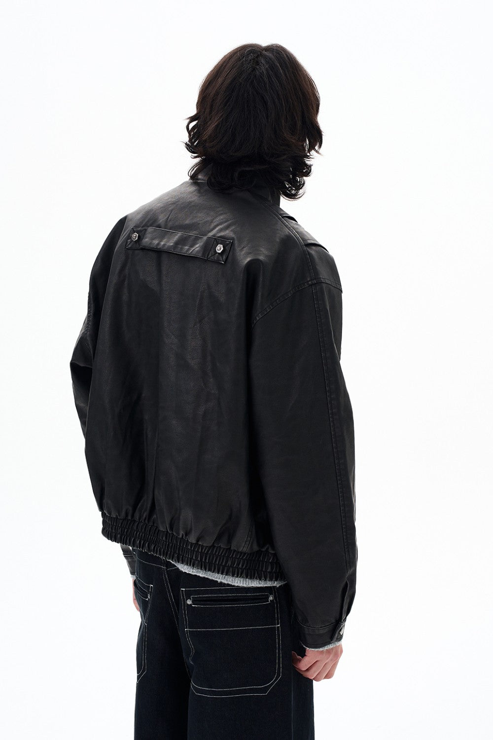 Leather Buckle Collar Jacket