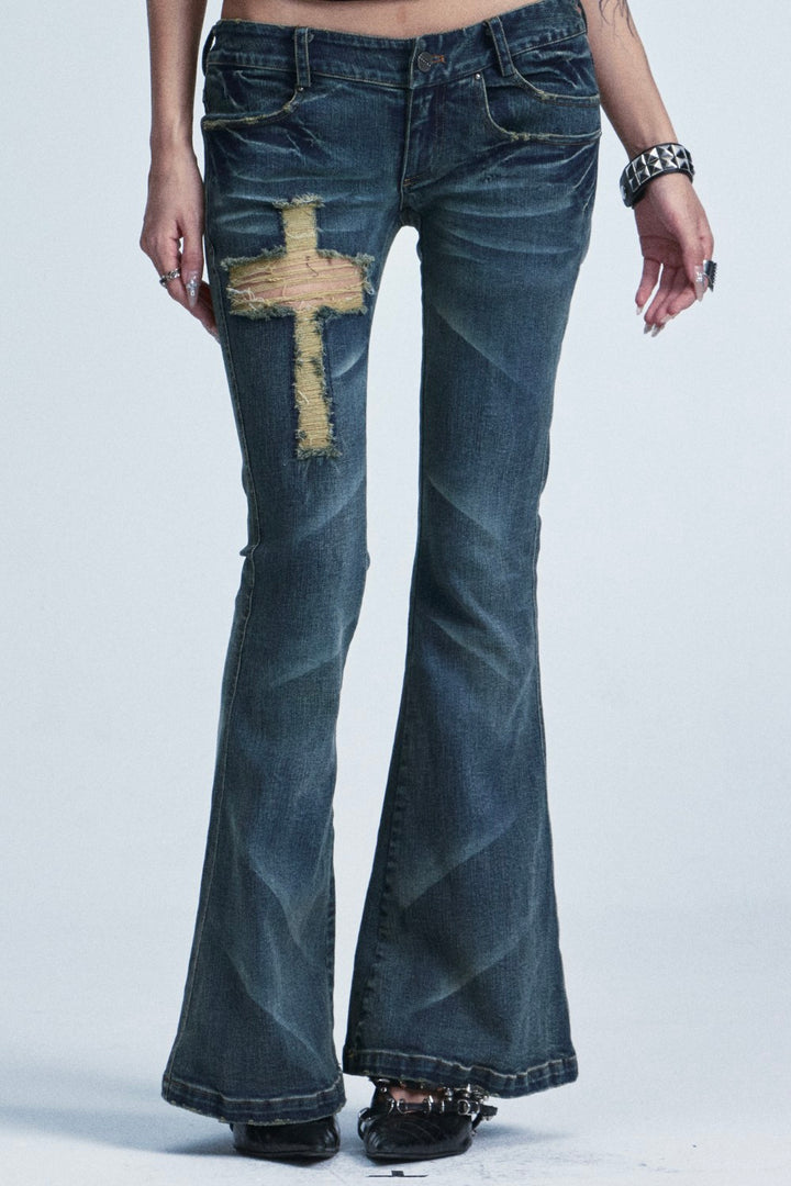 Jace Cross Flared Jeans