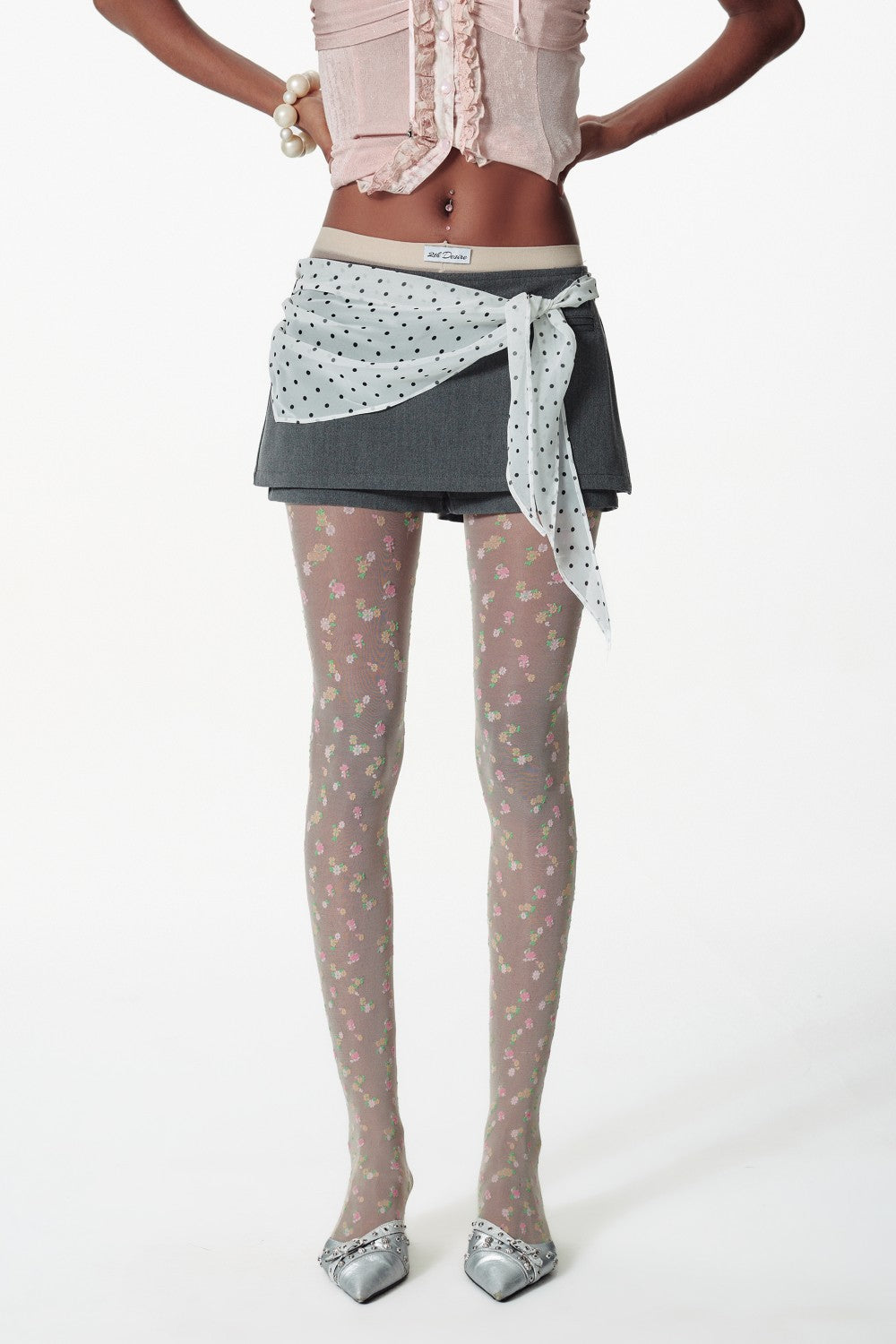 Polka Scarf Mini Skirt