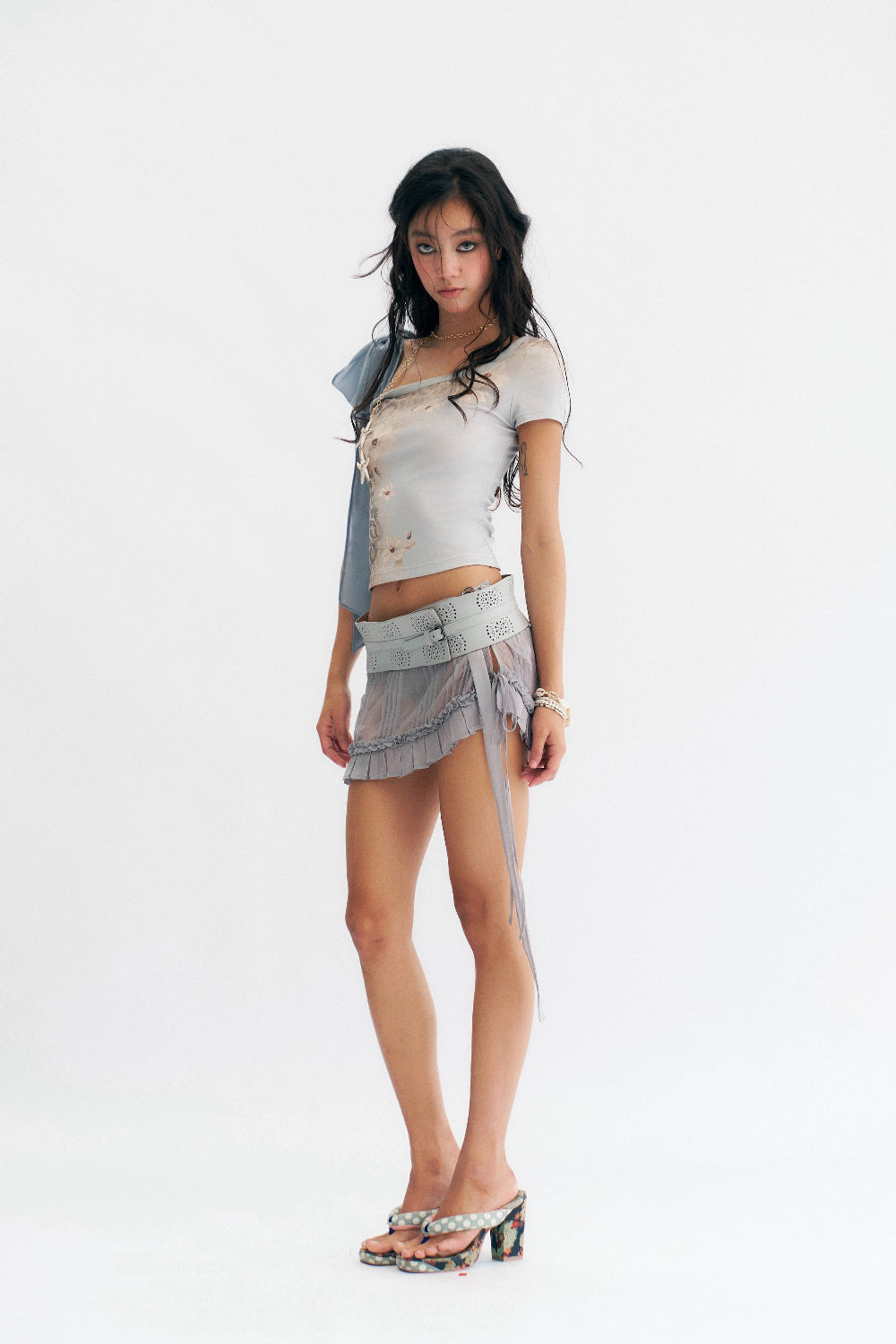 Sheer Wavy Mini Skirt