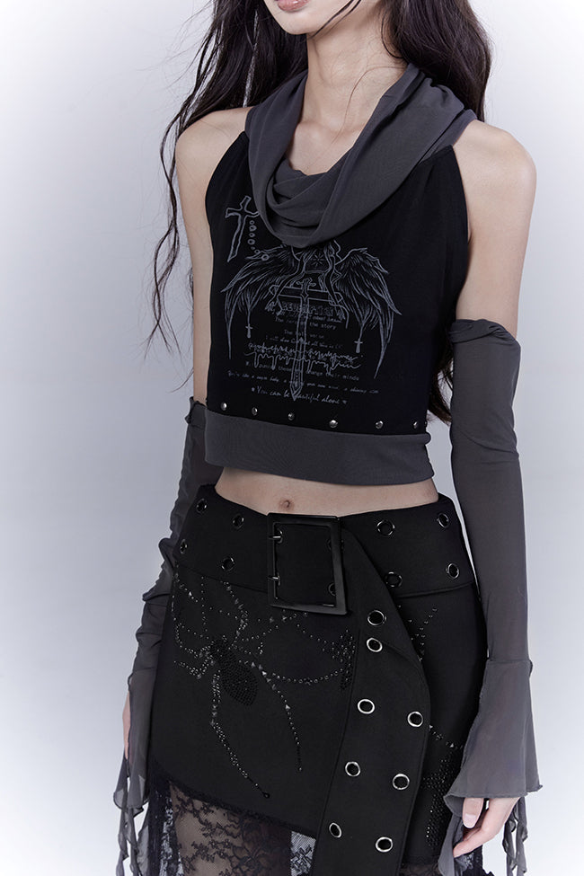 Angel Graphic Sleeve Top