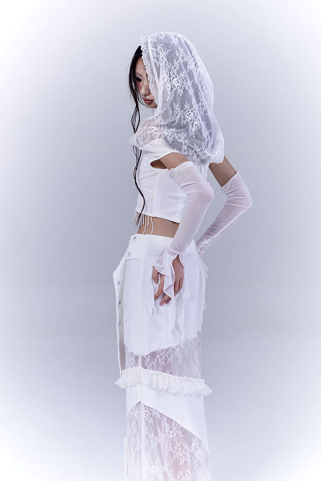 Pearl Lace Hooded Top