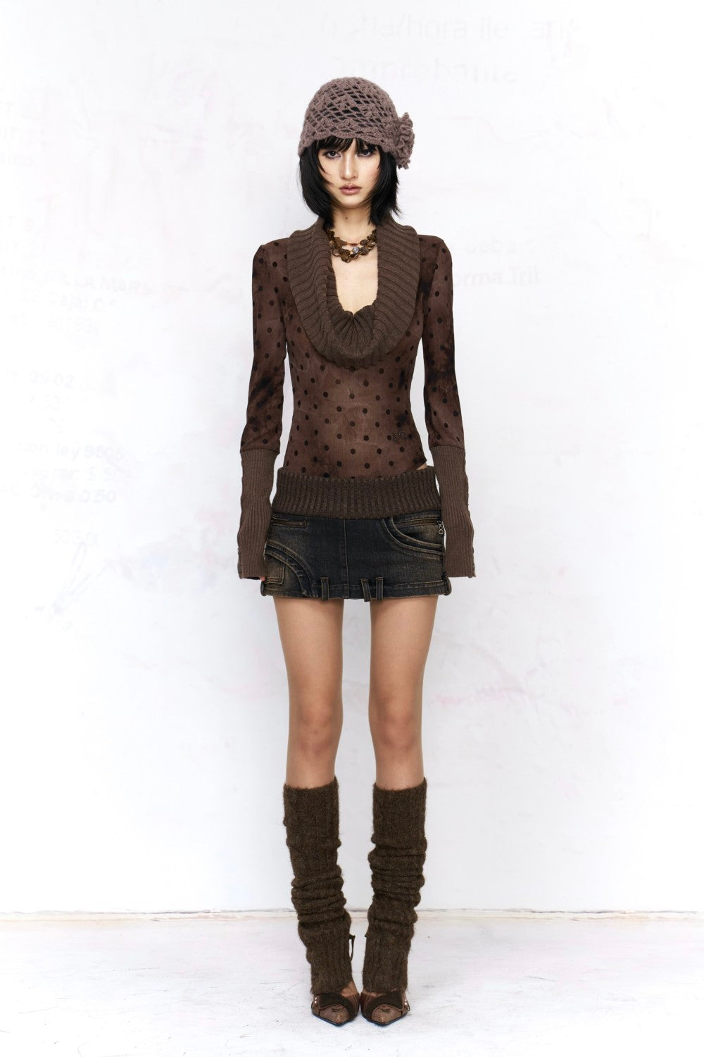 Kira Knit-Denim Mini Skirt