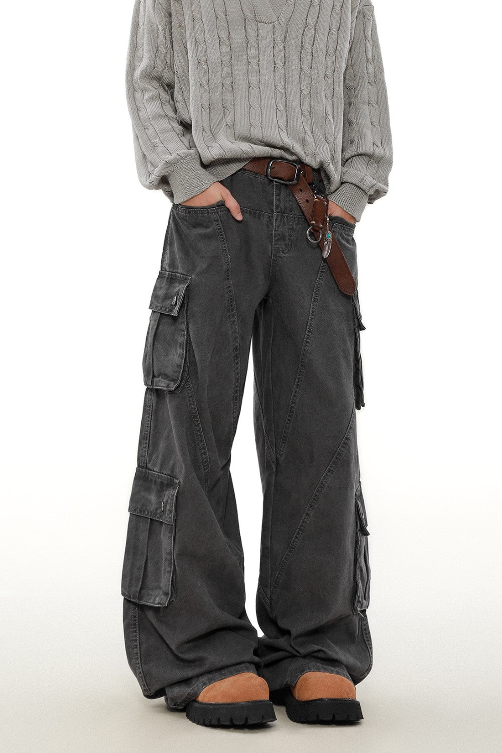 Wide-Leg Utility Cargo Pants