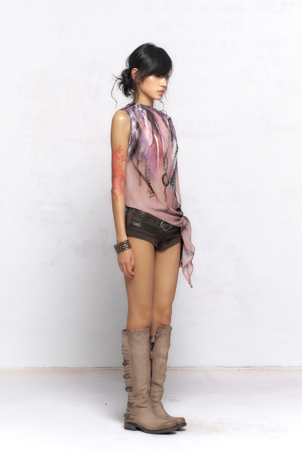 Feather Chiffon Batwing Top