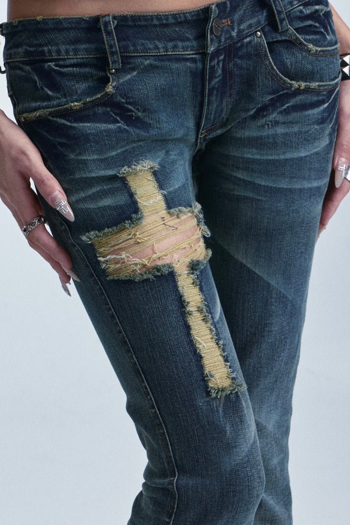 Jace Cross Flared Jeans