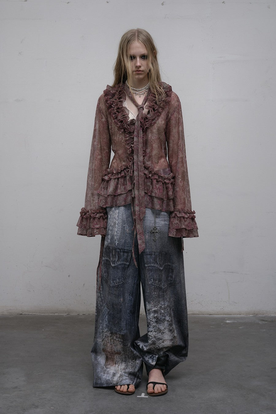 Sheer Ruffle Blouse